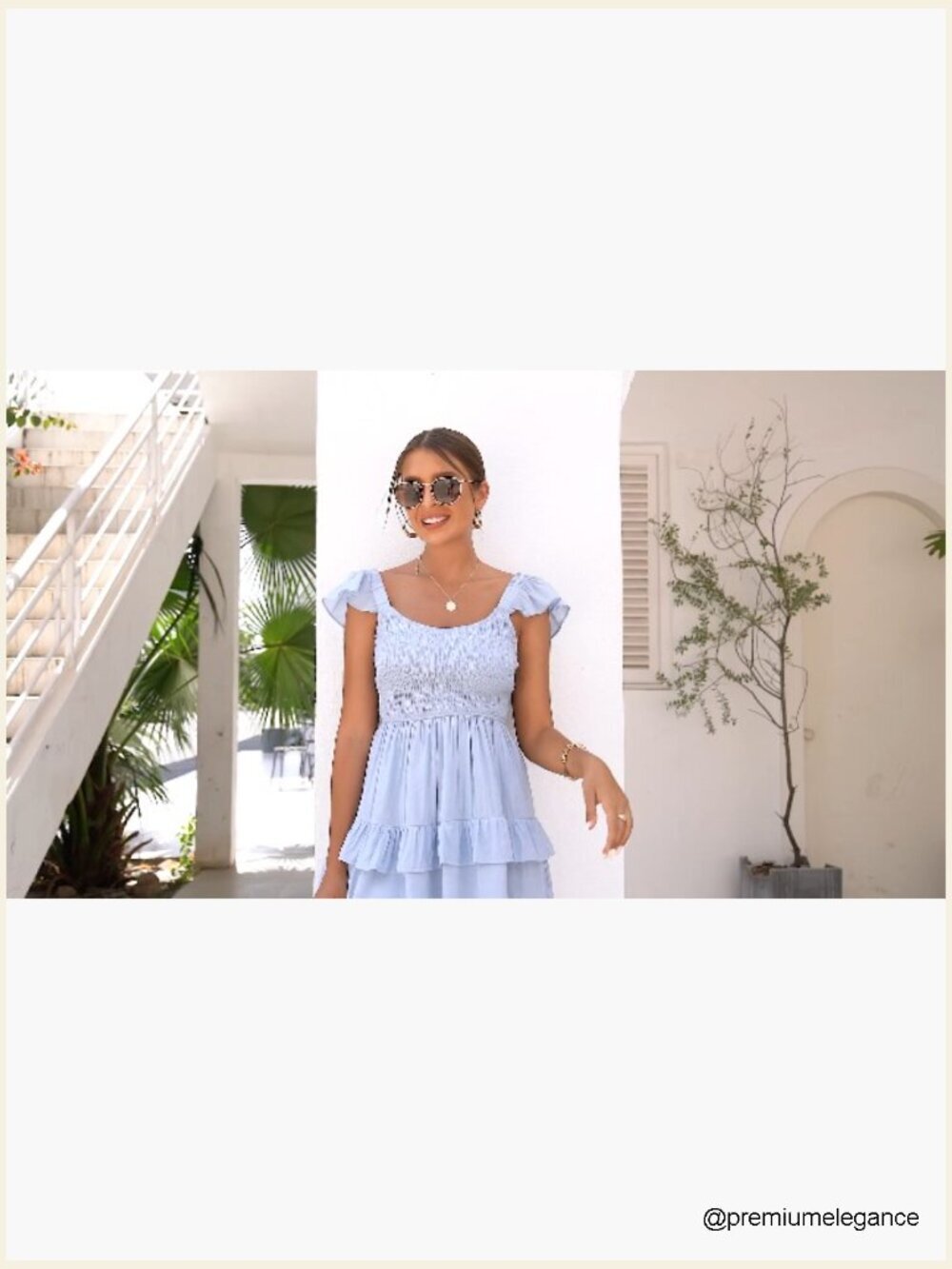 Summer Boho Smocked Ruffle Mini Dress Layered Swing Casual Beach - Picture 5 of 7
